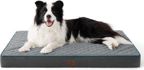 Bedsure Orthopedic Dog Bed Large Sized Dog - Memory Foam Pet Mattress with Removable Washable Cover and Egg Crate Foam, Thick Flat Suitable for Pet up to 65 Lbs, 36X27X3.5 Inches, Grey