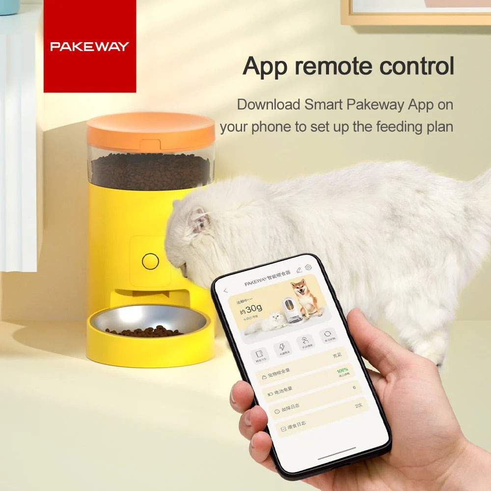 HEYBO Automatic Cat Feeder Wi-Fi Rechargeable Cats Food Dispenser with 30-Day Life