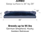 Furhaven Pillow Dog Bed for Large Dogs W/ Removable Bolsters & Washable Cover - Plush & Woven Decor Comfy Couch Sofa - Diamond Blue, Jumbo/Xl