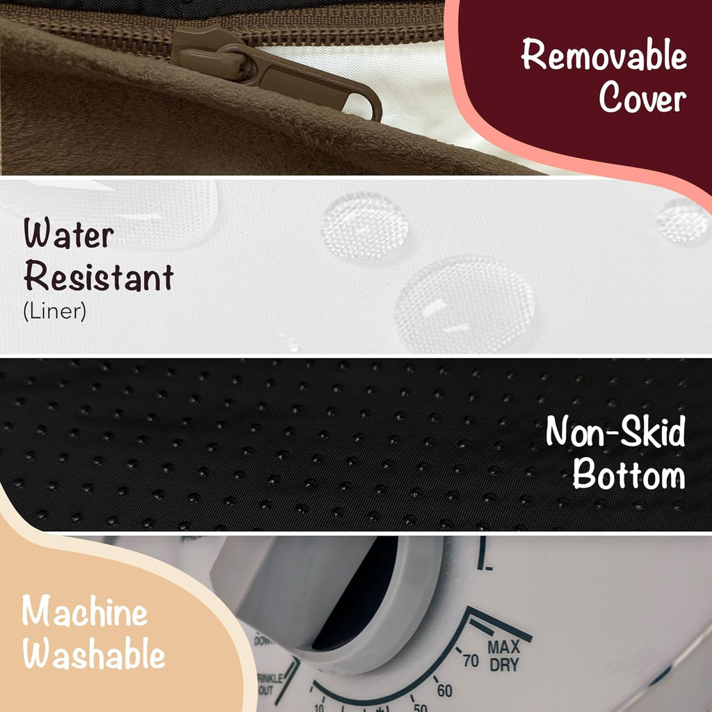 Chester Small Dog Bed - Orthopedic Memory Foam Mattress, Calming Couch, Wall Rim Pillow, Water Resistant, Washable Cover, Non-Slip, Cocoa Brown