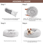 Love'S Cabin Calming Cat Bed for Indoor Cats,Anti-Anxiety Donut round Dog Bed,Fluffy Faux Fur Washable Pet Bed for Small Medium Dogs and Cats,Grey,24In